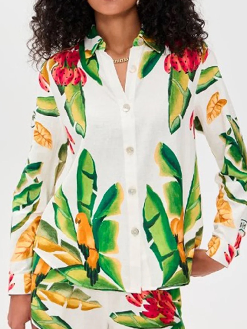 FARM Rio Summer Foliage Button Down Top